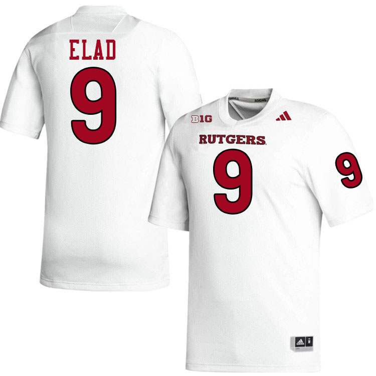 Rutgers Scarlet Knights #9 Jett Elad College Football Jerseys,Uniforms-White